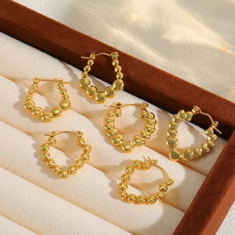 1 Pair Basic Minimalist Irregular Geometric Heart Shape Plating 304 Stainless Steel 18K Gold Plated Earrings