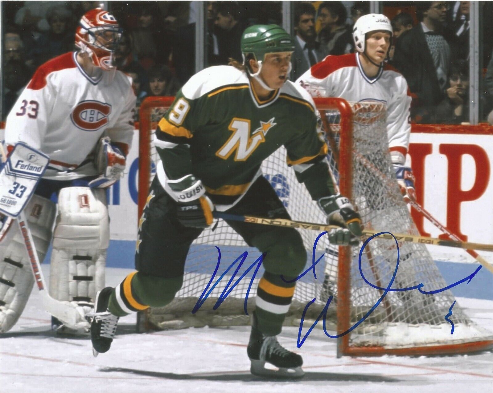 MIKE MODANO SIGNED MINNESOTA NORTH STARS DALLAS 8x10 Photo Poster painting #2 with COA