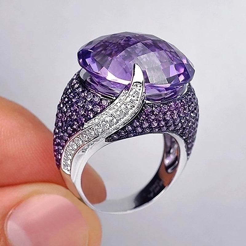 New Classic Versatile Purple Zircon Ladies Copper Ring Jewelry