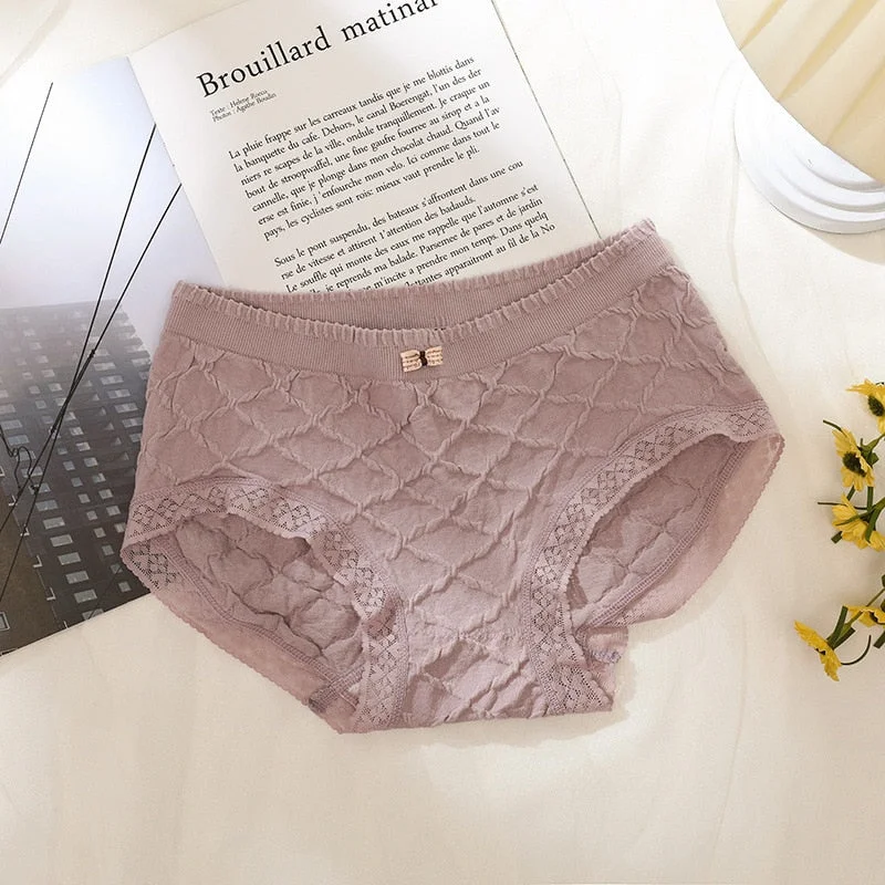 New Women's Cotton Underwear Sexy Lace Panties Fashion Seamless Plus Size Comfort Briefs Mid Waist Seamless Underpants Lingerie