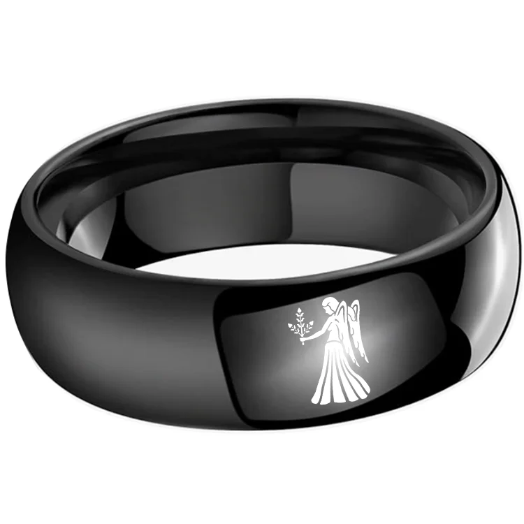 Virgo Dome Tungsten Carbide Rings Black Tungsten Wedding Bands for Men and Women 4MM 6MM 8MM
