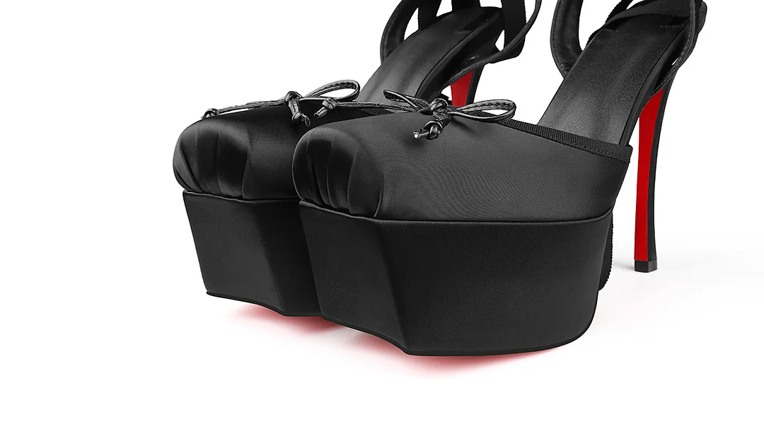 145mm Women's Strappy Crepe Satin Silk High Heel Lace Up Platform Red Bottom Wedding Banquet Sandals-MERUMOTE