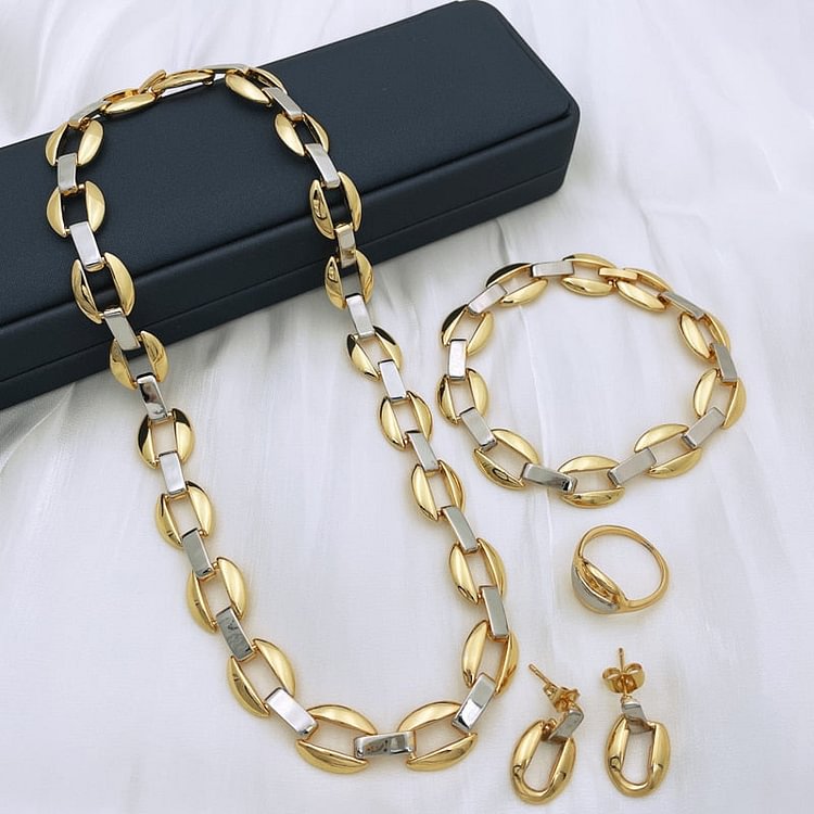 Italian Gold Plated Jewelry Set Fashion Jewelry Necklace Earring Sets For Women