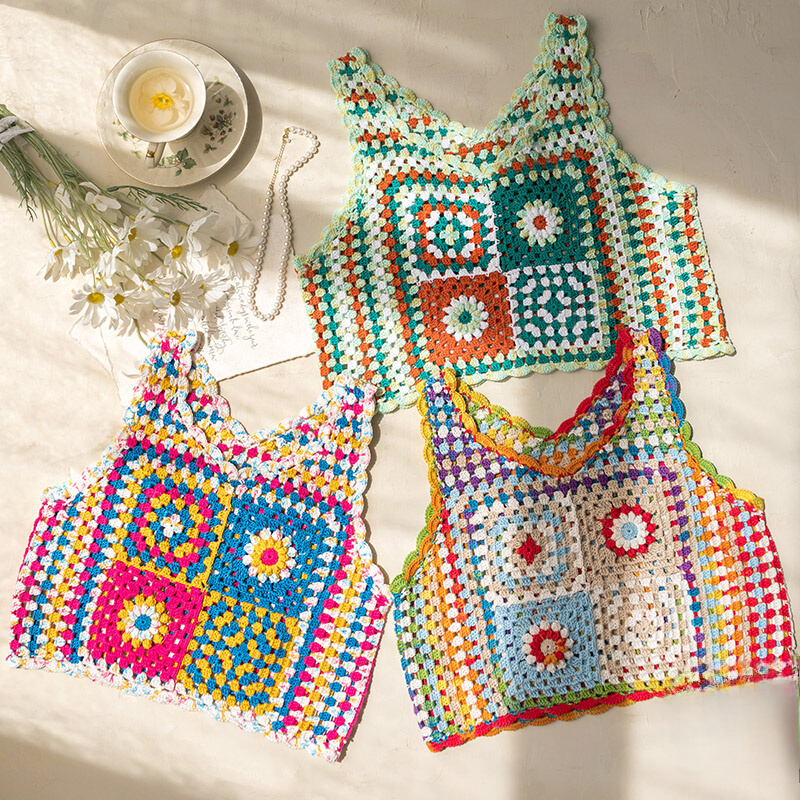 Vest Crochet Knit DIY Kit - Cotton Yarn Crafting