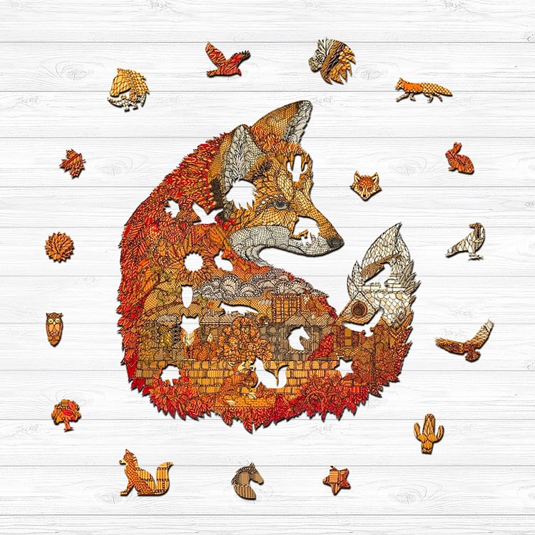 Pixel Fox Wooden Jigsaw Puzzle