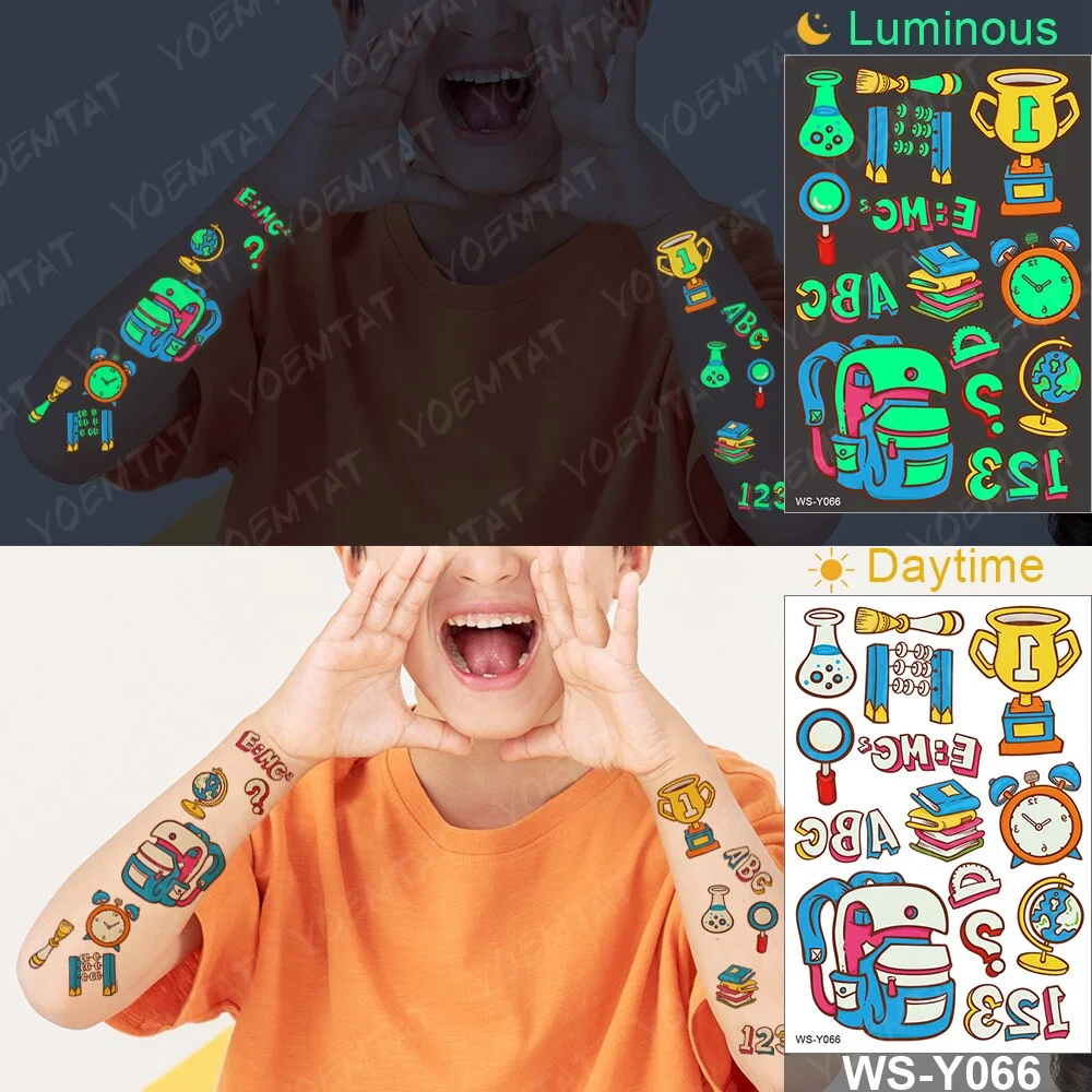 sdrawing Waterproof Temporary Tattoo Woman Sticker Panda Tiger Cute Animal Glowing Tatto Boy Girl Baby Child Kid Flash Fake Tato