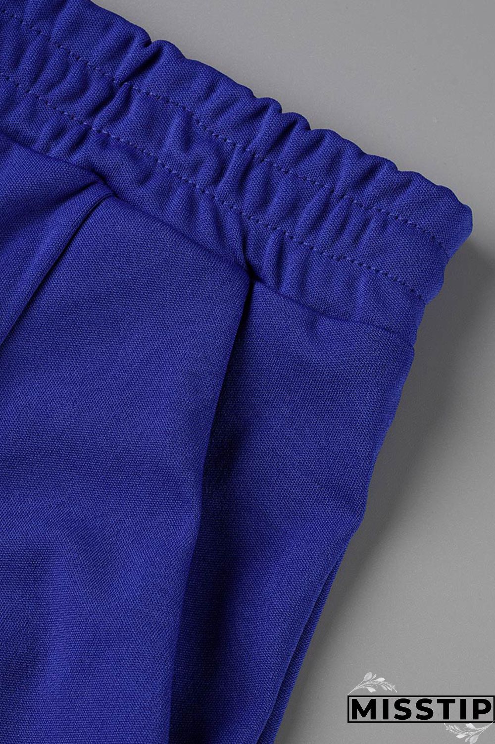 Blue Fashion Casual Solid Basic O Neck Short Sleeve Two Pieces