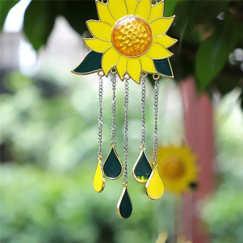 Tegooe Sunflower Metal Wind Chimes for Windows Garden Decor - OutdoorIndoor Hanging Ornament Tegooe
