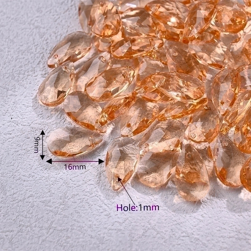 10 PCS/Package 9*16mm Hole 1~1.9mm Glass Electroplate Glass Beads Transparent Glass Beads Water Droplets Transparent Pendant
