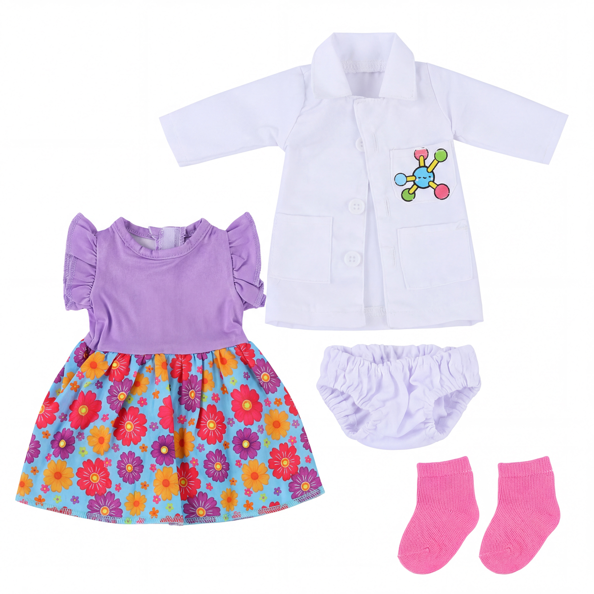 16-Inch Sweetheart Girl Shirt and Dress Four-Piece Set for Reborn Baby