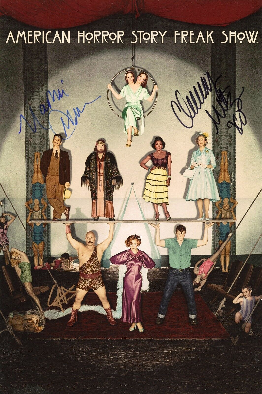 EVANS PETERS+2 Hand-Signed AMERICAN HORROR STORY ~FREAK SHOW~11X17 Photo Poster painting (PROOF)