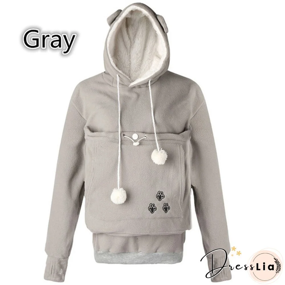 Winter Hoodies Fashion Pet Hoodie Cat And Dog Big Pocket Lovers Long Sleeve Coat