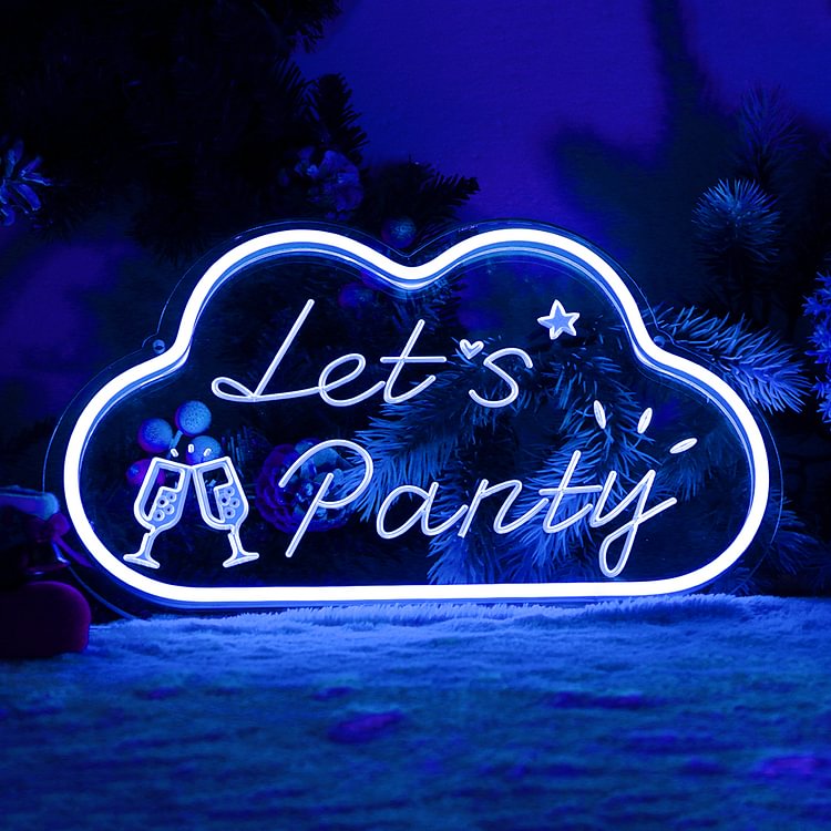 Laissez-nous faire la fête néon enseigne écologique 3d pour la décoration de la maison (bleu glace)