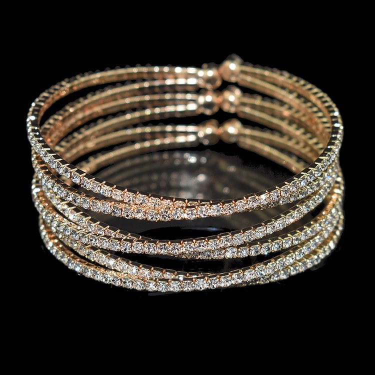 Rhinestone Bracelets Pack Elegant Crystal Bangle Bracelet For Women Silver Gold