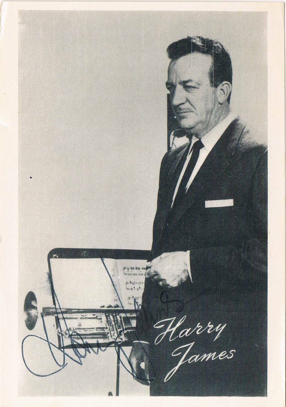 Harry James 1916-83 autograph signed postcard Photo Poster painting 4x5