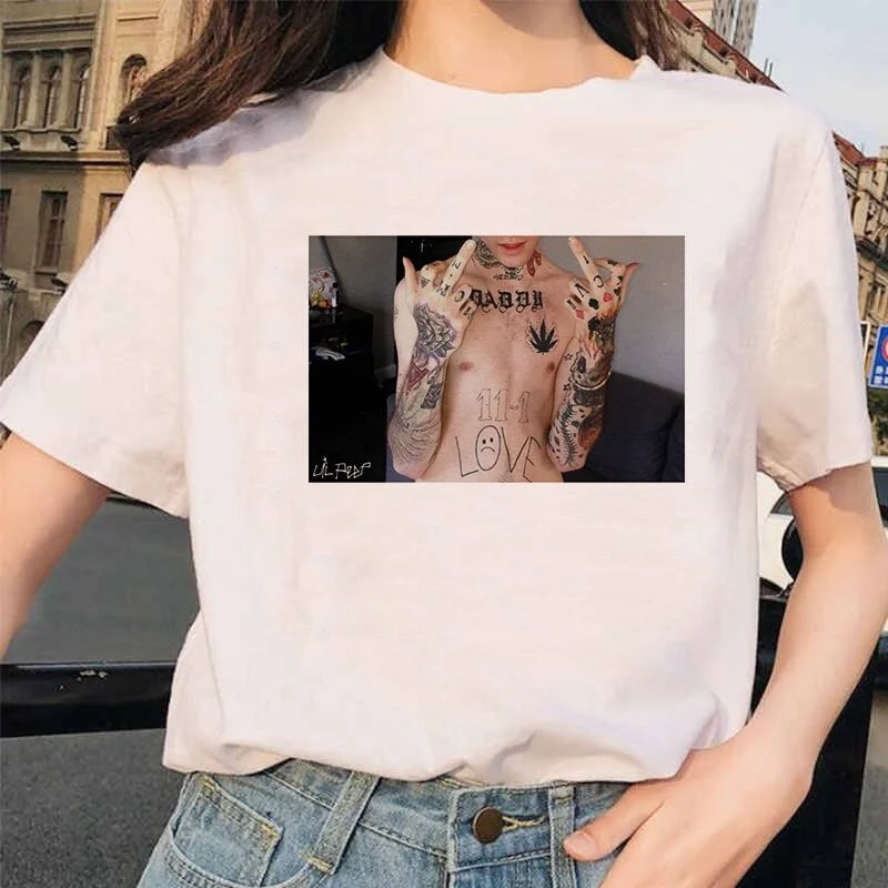 Rap Hip Hop LilPeep Girl Tshirt Women Harajuku 90s Korean Vintage Tumblr T-shirt Graphic Tee Tops Female