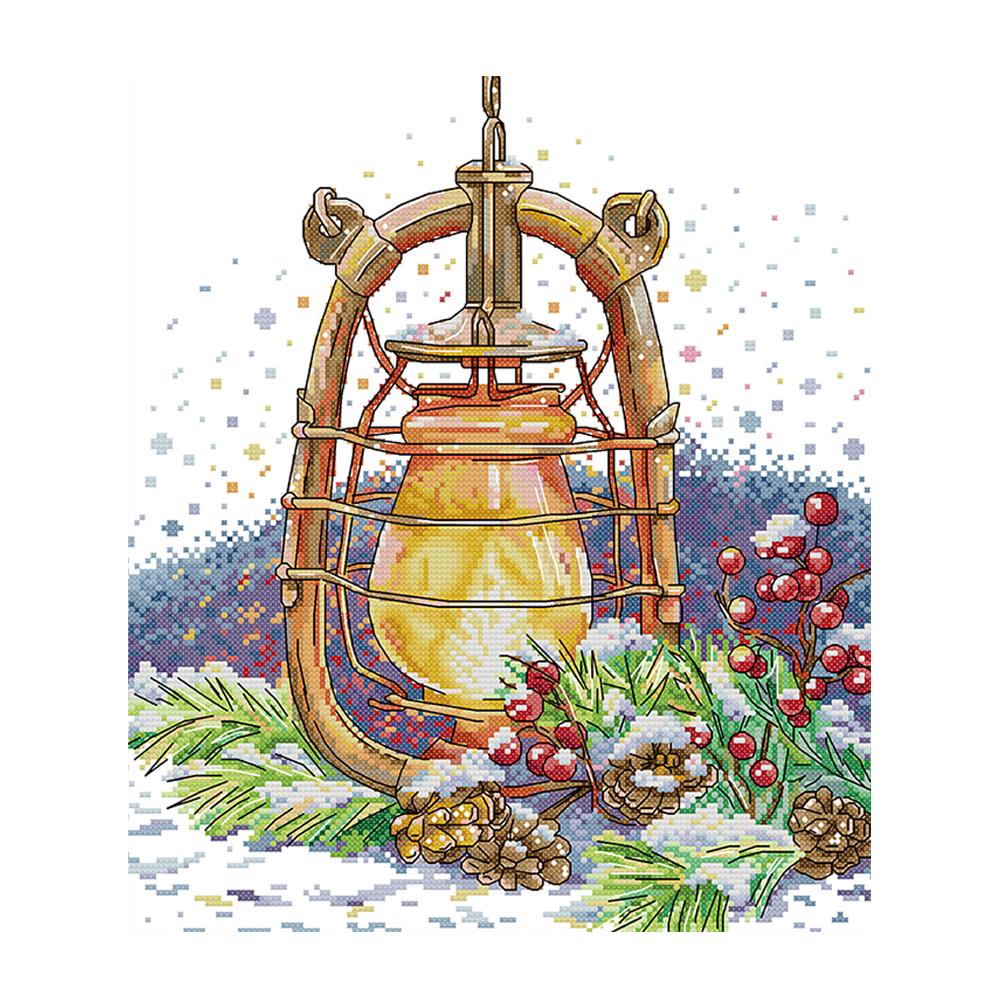 

Snowy Night Oil Lamp - 14CT Stamped Cross Stitch - 33*36cm, 501 Original