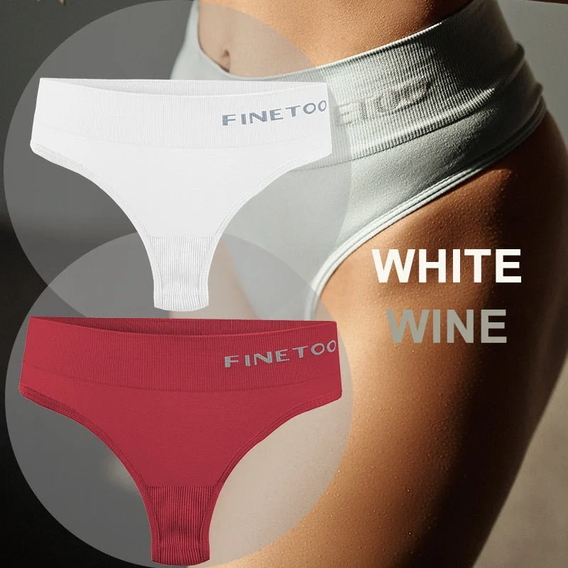 FINETOO 2PCS/Set Women Lingerie M-2XL Bodyshaper Gstring Panties High Waist Seamless Tummy Control Panty Underwear Female Thong