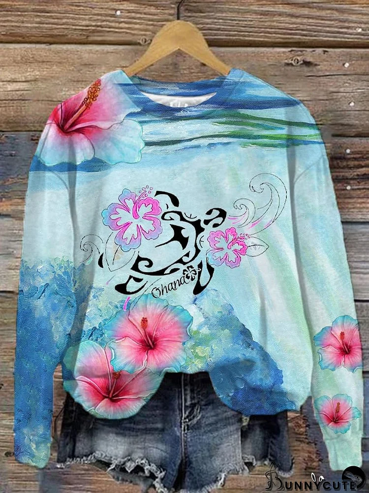 Women's Maui Ohana Hibiscus Turtle Sweatshirt