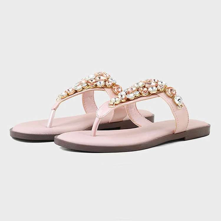 Flat rhinestone deals embellished sandals