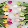 Colorful PU Texture Long Stem Tulip Artificial Flower