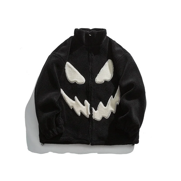 Man Fall Winter Outfis Winter Embroidery Lamb Wool Cotton Coat Couple Loose Casual Top