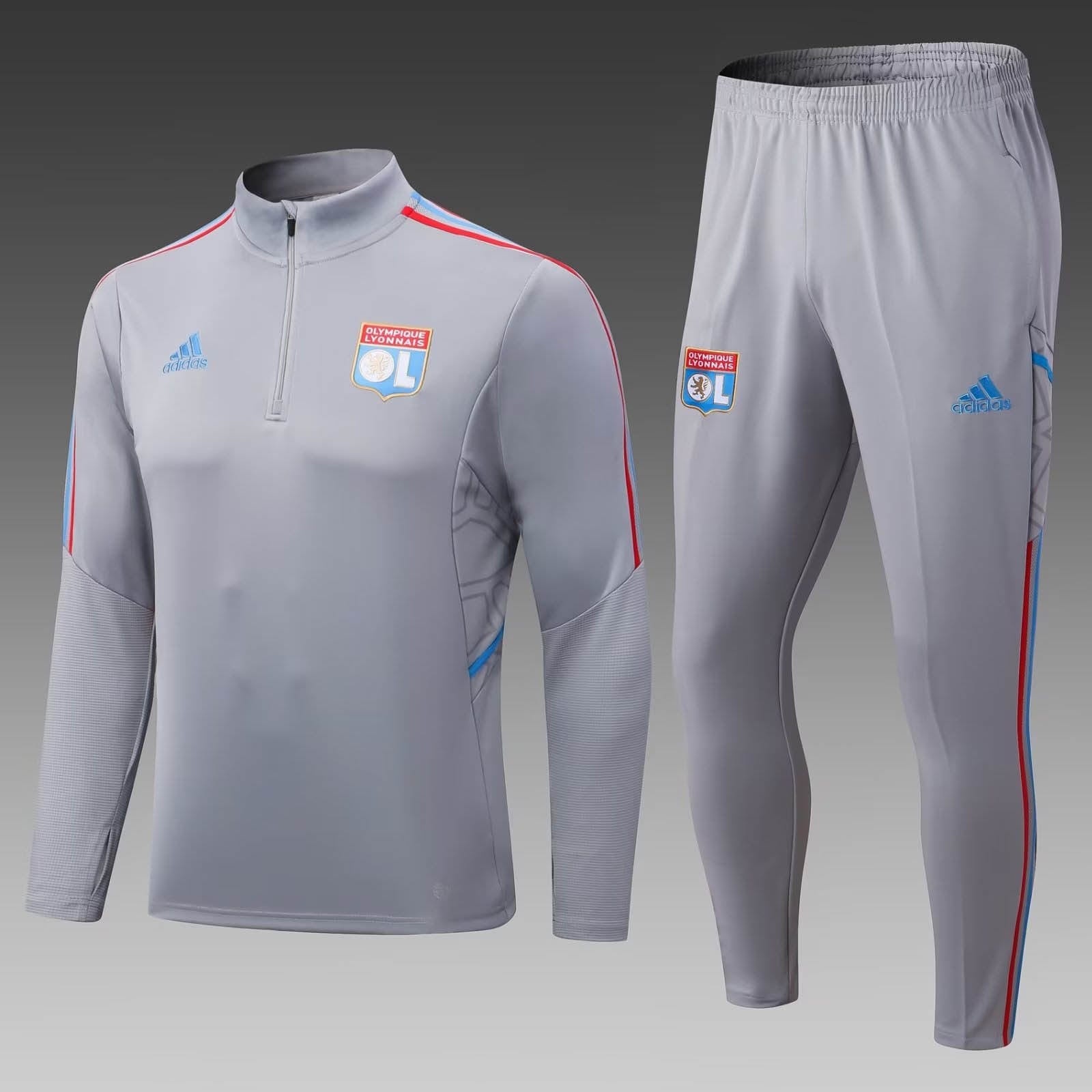 2022/2023 Lyon Half-Pull Training Suit Grey Football Shirt mysite