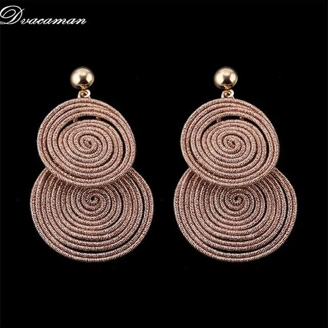 Dvacaman Bohemain Multilayer Round Alloy Drop Earrings Women 2019 New Trendy Maxi Earrings Statement Jewelry Party Gifts Female