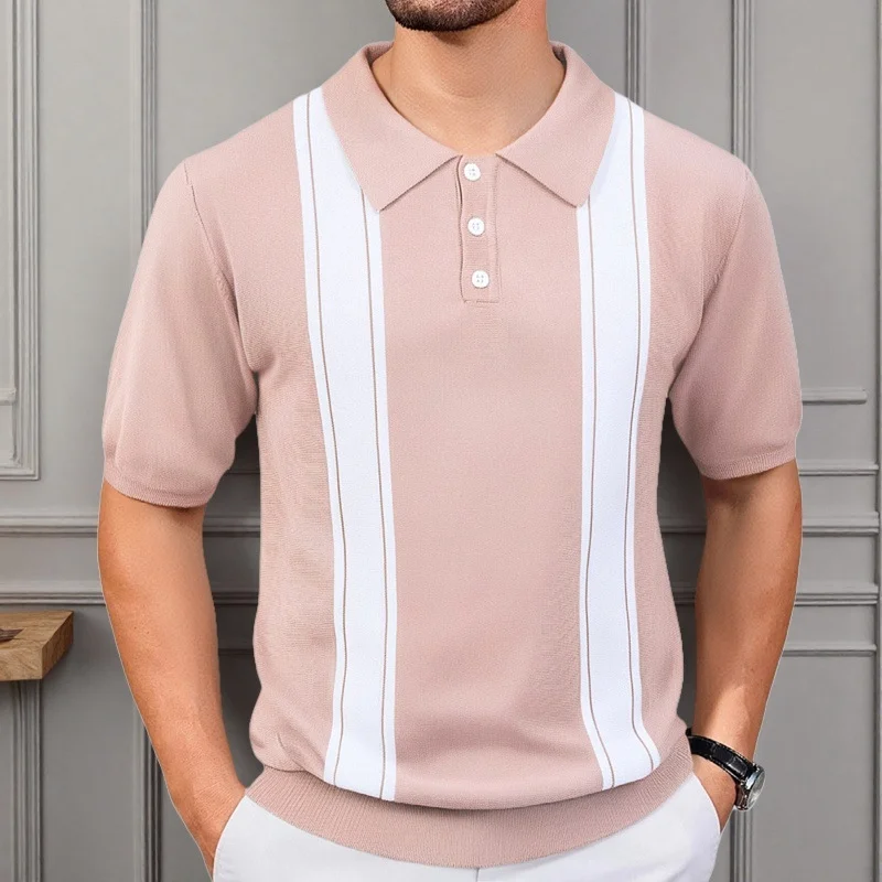 Uveng Uveng Men's Summer New Striped Knits Short Sleeve Business Polo Shirts Men's SY0175