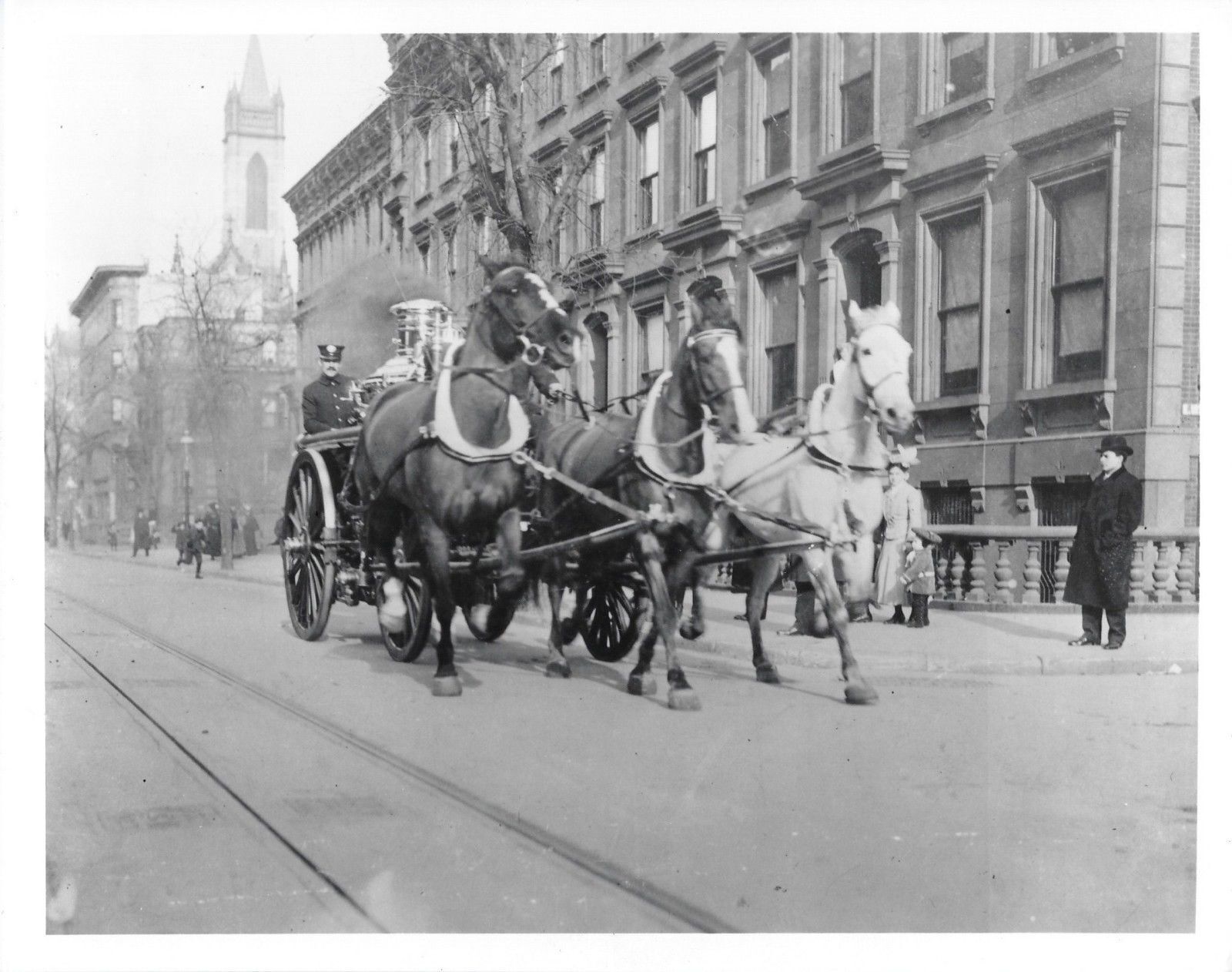 HORSE DRAWN FIRE TRUCK 8X10 Photo Poster painting FIREFIGHTING PICTURE 1890'S