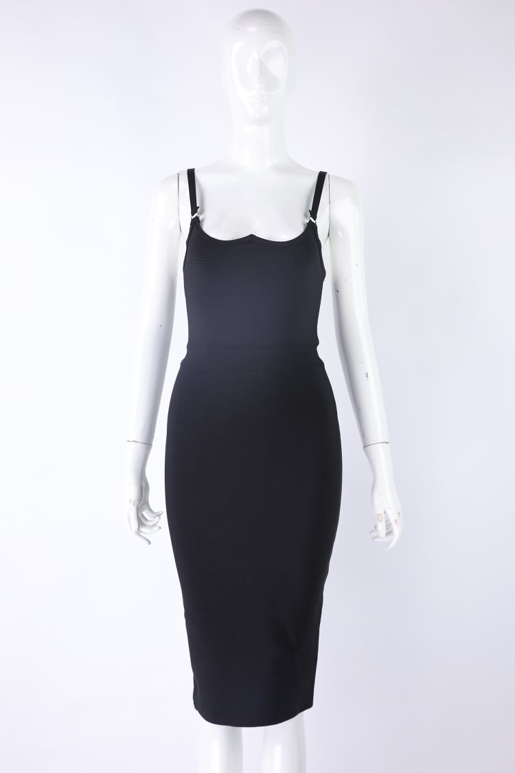 Black Strap Back Slit Bandage Dress Size XS