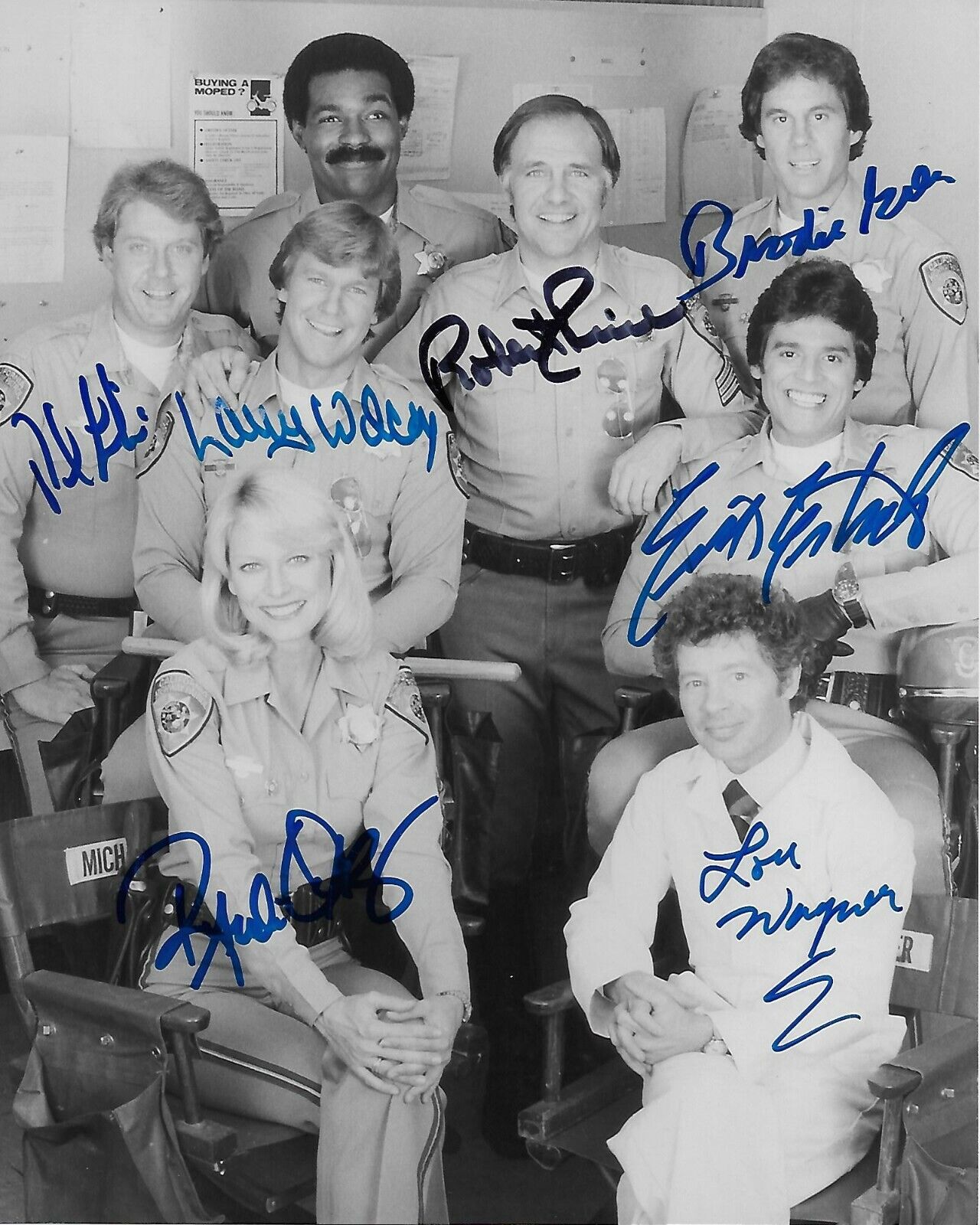 CHiPs cast of 7 Original Autographed 8X10 Photo Poster painting