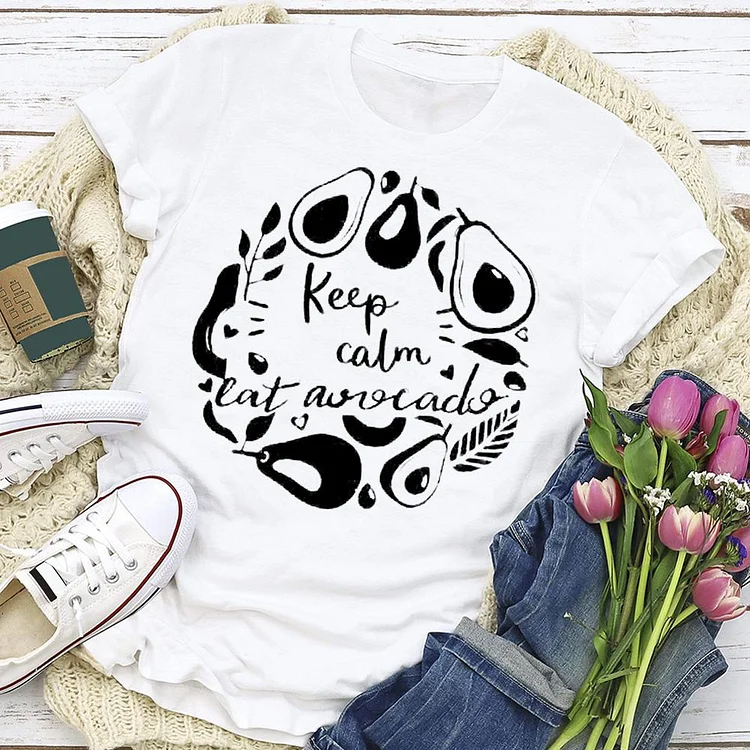 Keep calm cat aoocado Plants T-Shirt Tee - 01952