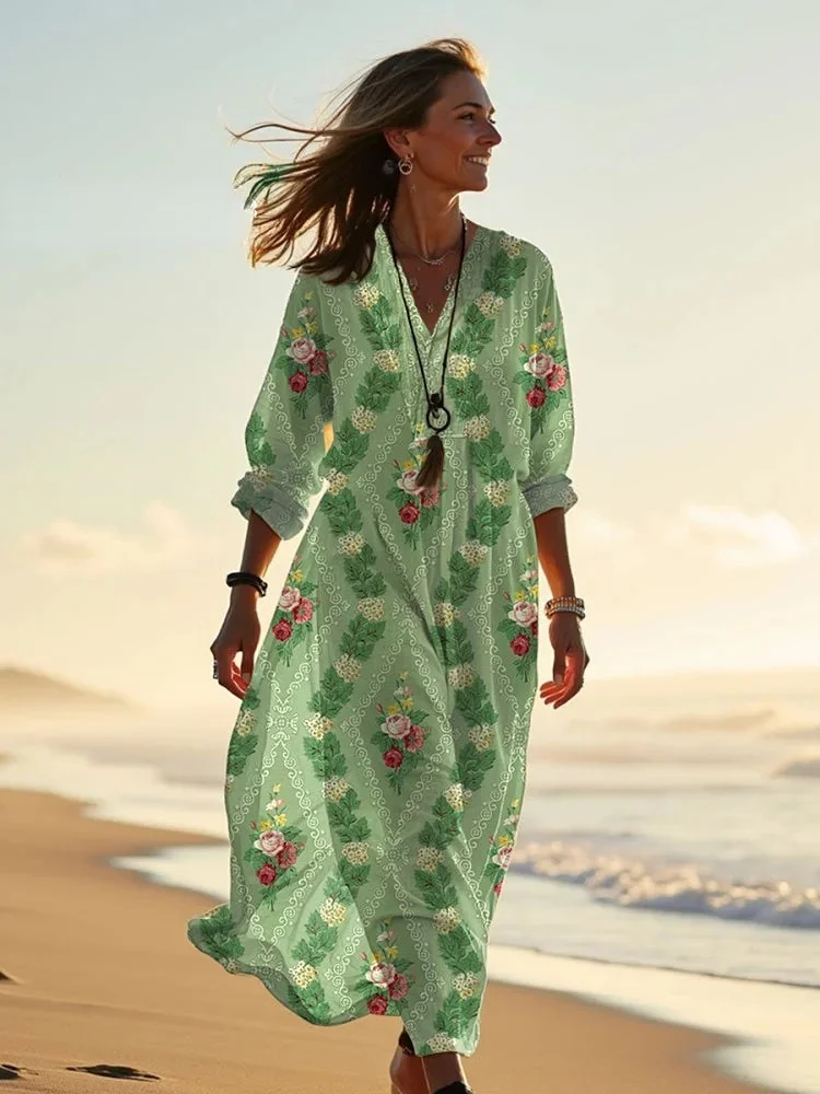 Women's  Holiday Floral  Art Print Casual Dress