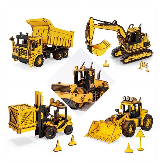 ROKR Engineering Vehicle Model Series 3D Wooden Puzzle (5 Kits) | Robotime Canada