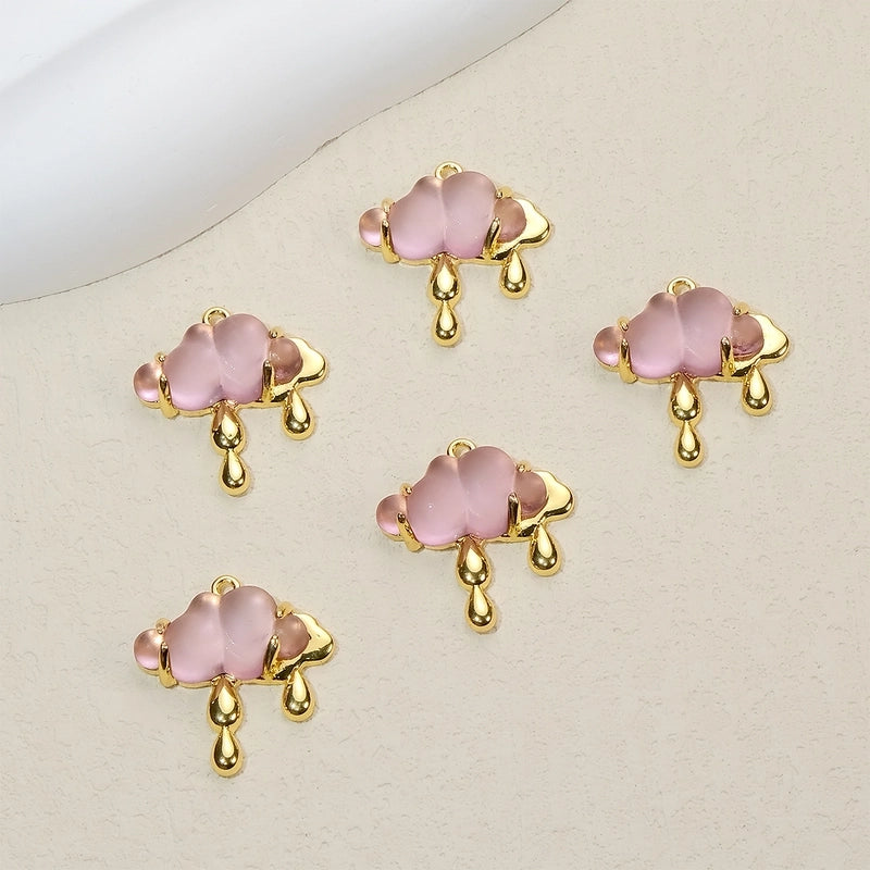 5 PCS/Package Synthetic Resin Copper 18K Gold Plated Clouds Jewelry Accessories Pendant