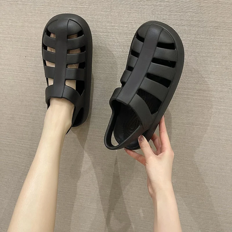 2022 New Summer Shoes Sandals Ladies Lace-Up Cuff Outdoor Lightweight Casual Beach Sandals Ladies Flower Sandals