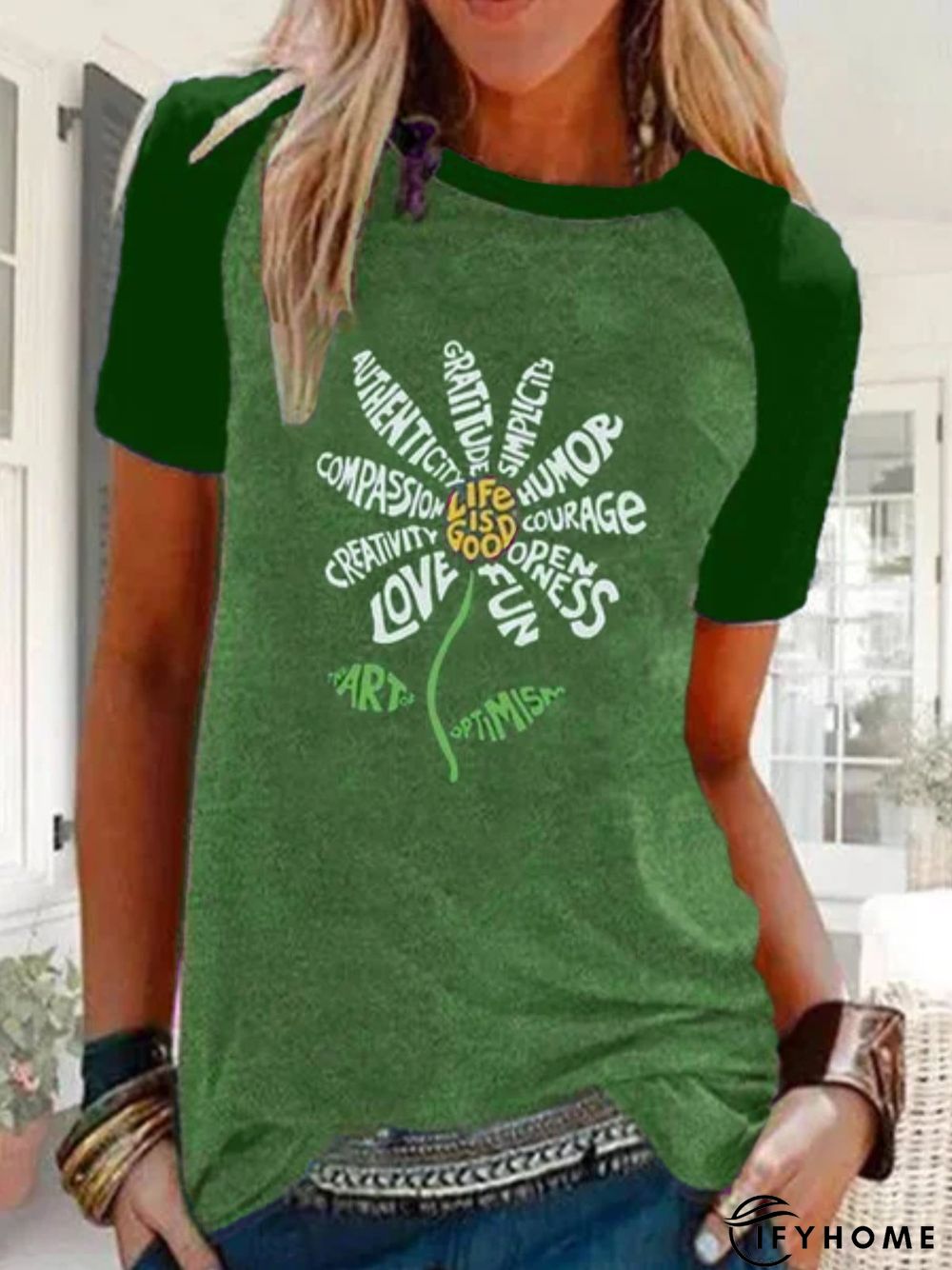 Plus Size Casual Short Sleeve Letter T-shirt | IFYHOME