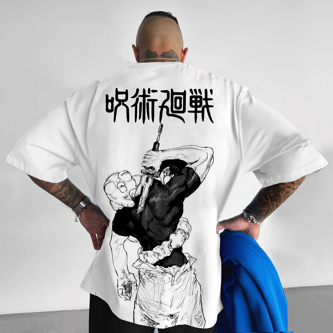 Outletsltd Oversized Casual Jujutsu Kaisen Print T-Shirt
