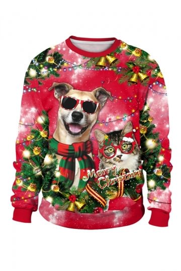 Dog And Cat Christmas Sweatshirt-elleschic