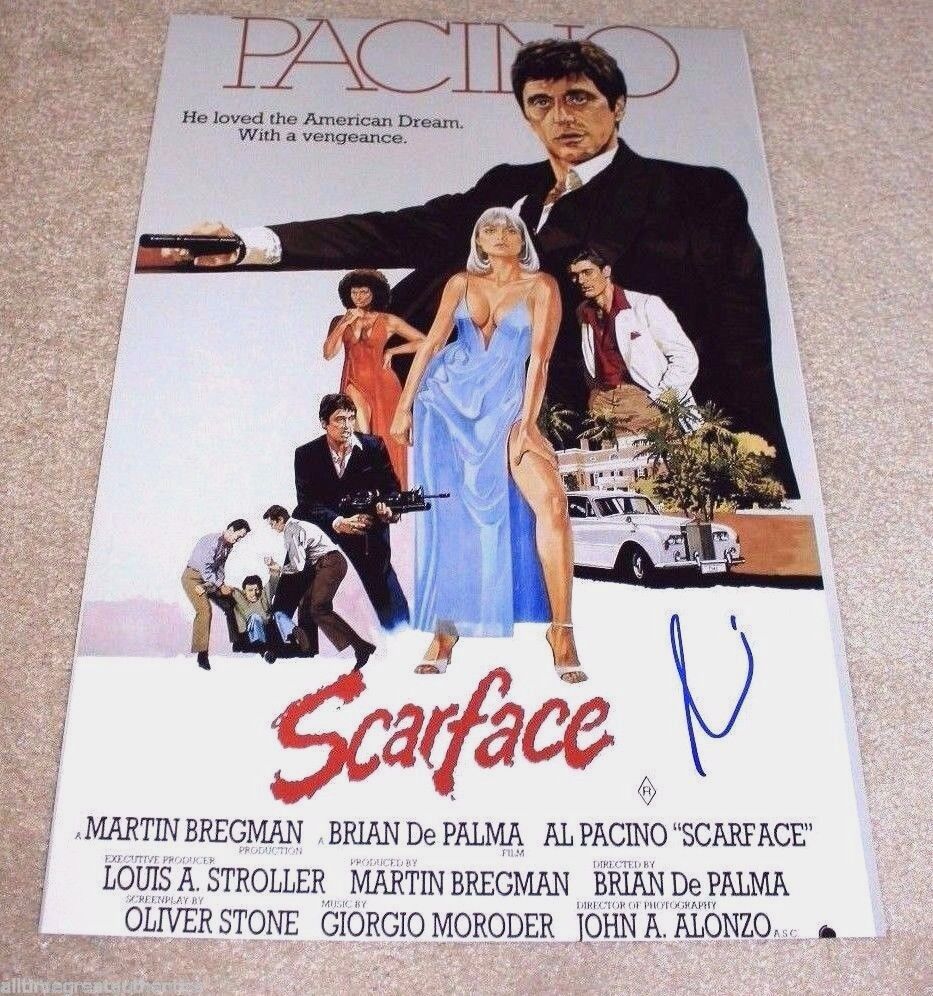 ACTOR AL PACINO SIGNED SCARFACE 12X18 MOVIE POSTER Photo Poster painting W/COA TONY MONTANA