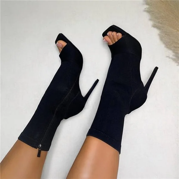 Peep Toe Ankle Boots