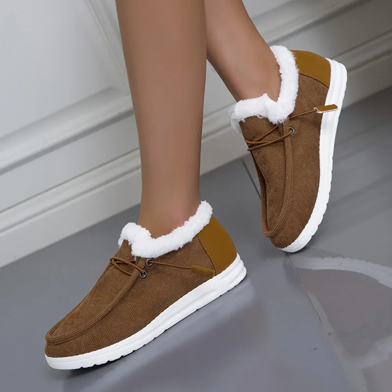 Breakj Breakj Women's Large Autumn And Winter New Thick Bottom Plus Velvet Thick Warm Cotton Shoes Casual Flat Cotton Shoes