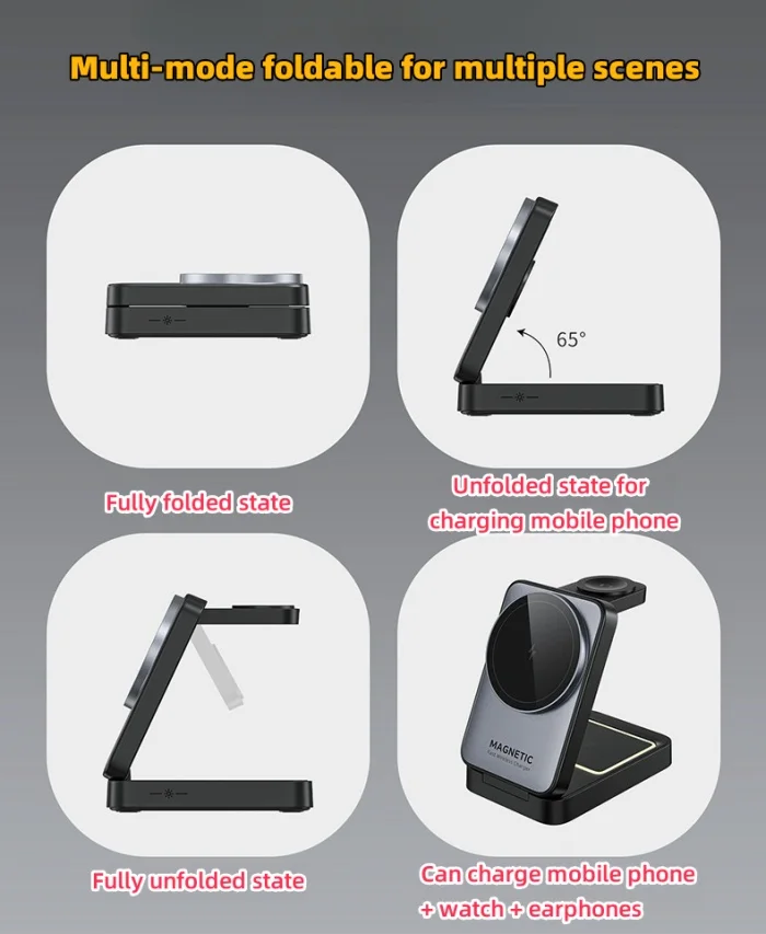 Folding Magnetic 3-in-1 Wireless Charger