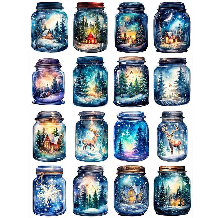 Candy Jar Christmas Snow Scene 30*40CM (Canvas) Full Round Drill Diamond Painting gbfke