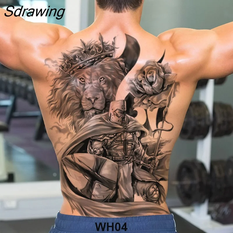 Sdrawing temporary tatoo for men tattoo body art full back sexy tattoo sticker lion king tiger dragon tattoo designs waterproof new