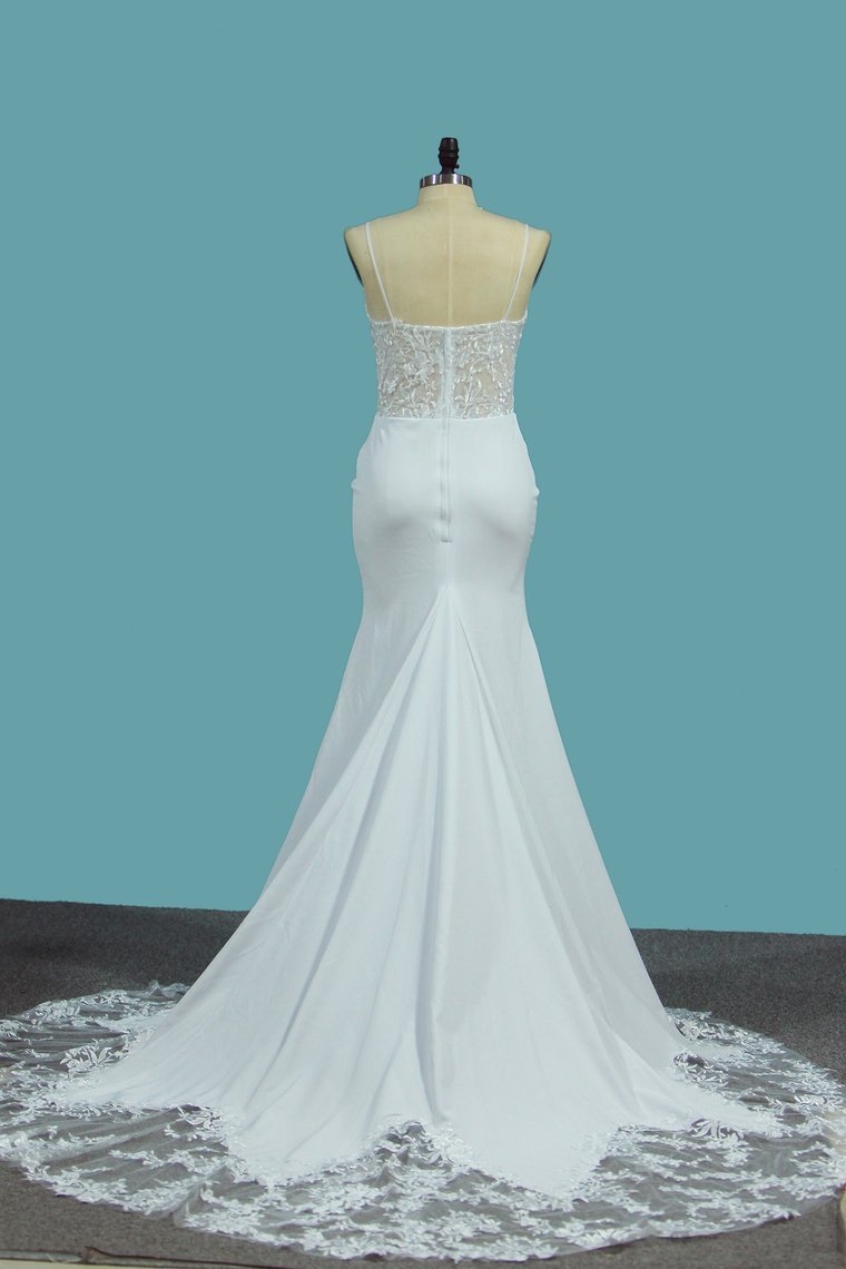 Elegant Sheath Mermaid Spaghetti Straps Floor-length Bridesmaid Dress, FC5313