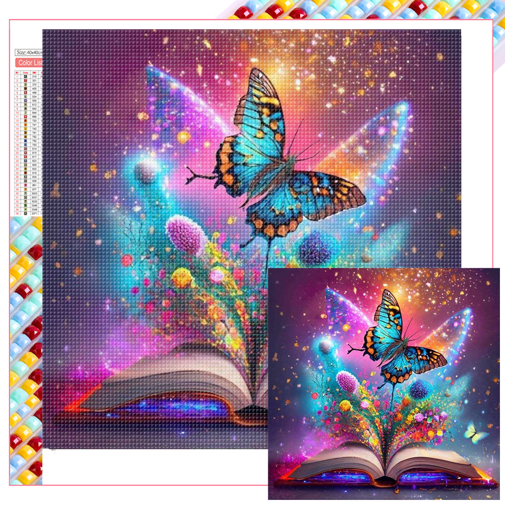 Butterfly In Book 40*40cm(picture) full square drill diamond painting