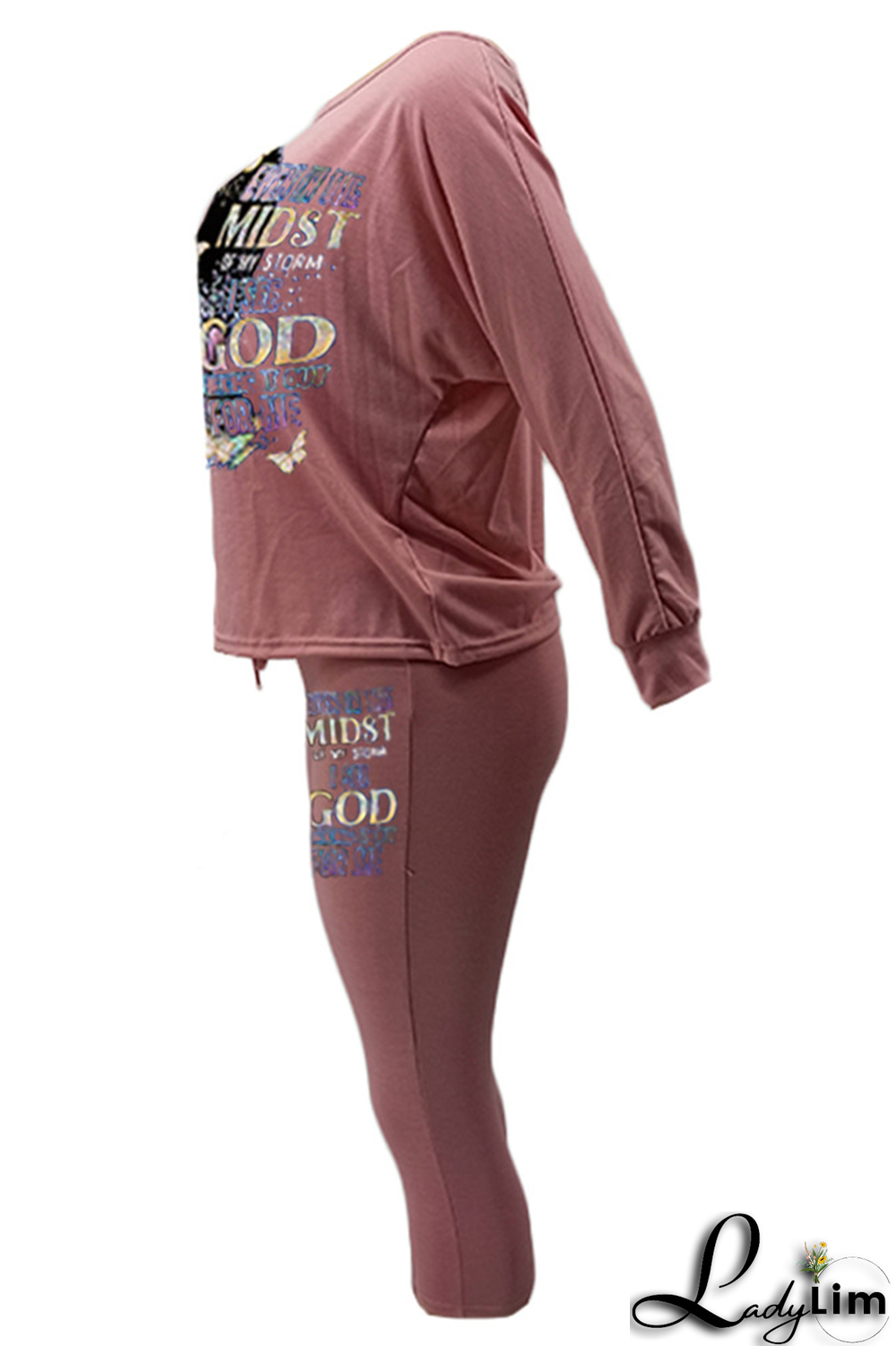 Black Fashion Print Patchwork One Shoulder Long Sleeve Two Pieces