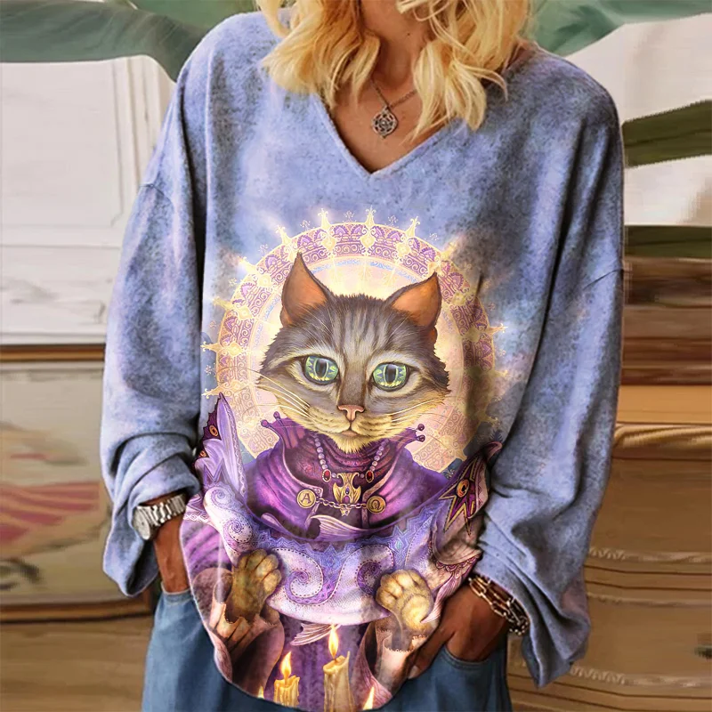 Fashion Cat Ambassador Printed Casual Women's T-shirt